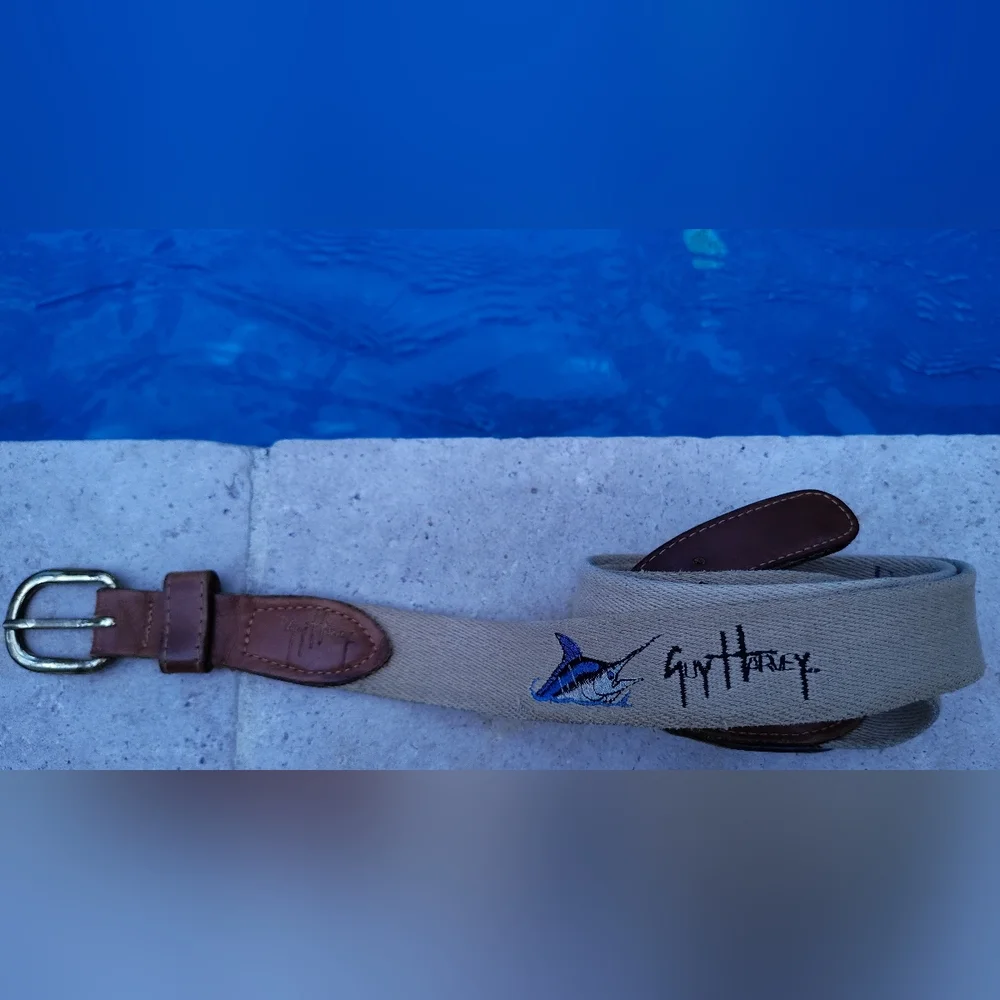 Guy Harvey Blue Marlin Sailfish Tab Belt Size 44 - Woven